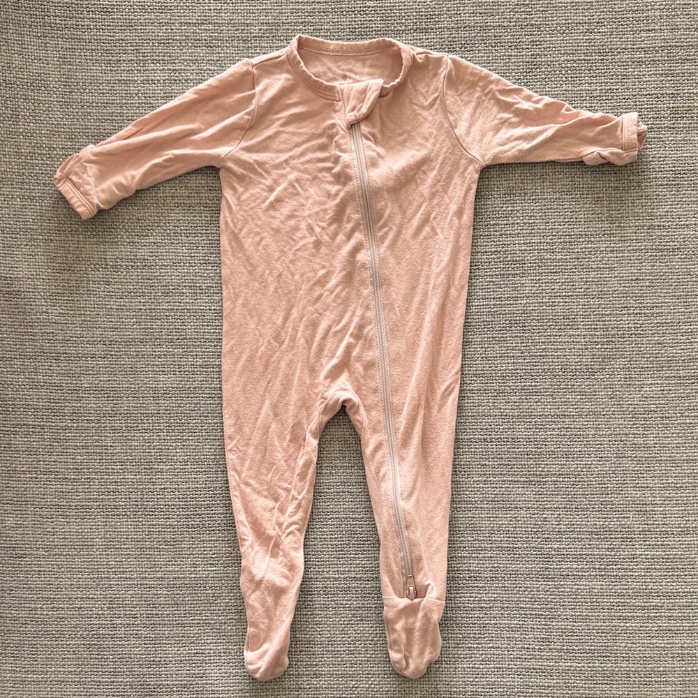 Kyte BABY Blush Pink Zip-Up Bamboo Footed One-Piece